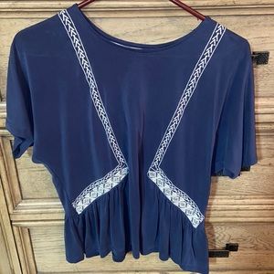 Navy blue top from Francescas with embroidered design